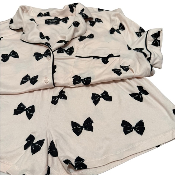EUC Kate Spade Pink and Black Bow Pajamas - Picture 3 of 8